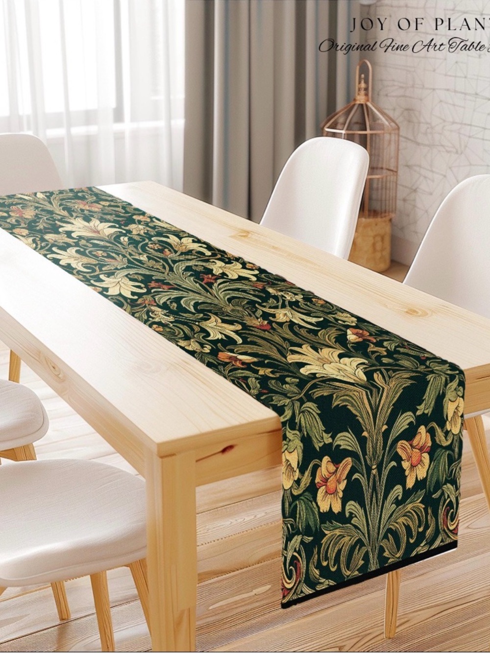 Unused NWOT Hand Quilted Art Nouveau Cottagecore Table Runners, Green and Blue - Picture 3 of 8